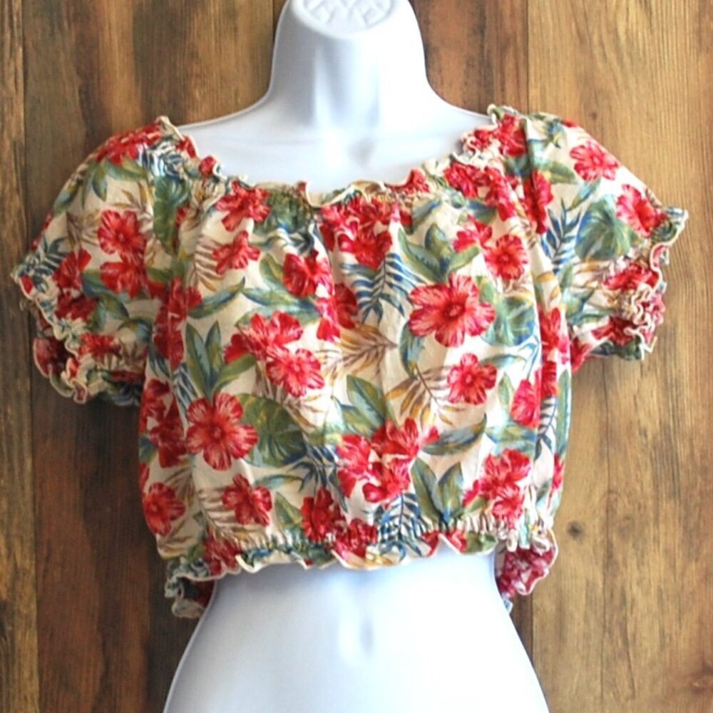 American Eagle Crossped Stretch Blouse Flower M